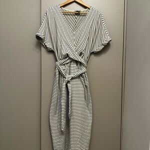 Saturday Sunday by Anthropology Pazienza navy & white Stripe midi dress XL